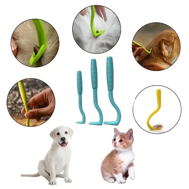 3Pcs/2Pcs Pet Flea Remover Tool Kit Plastic Scratching Hook Remover Pet Cat Dog Grooming Supplies Tick Picker Pet Accessories