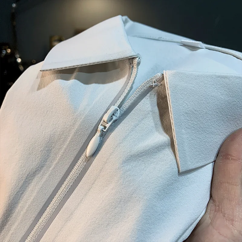 Letni męski kołnierzyk dojazdowy POLO z krótkim rękawem 2025 nowy, swobodny, wszechstronny biznesowy T-shirt z zamkiem błyskawicznym