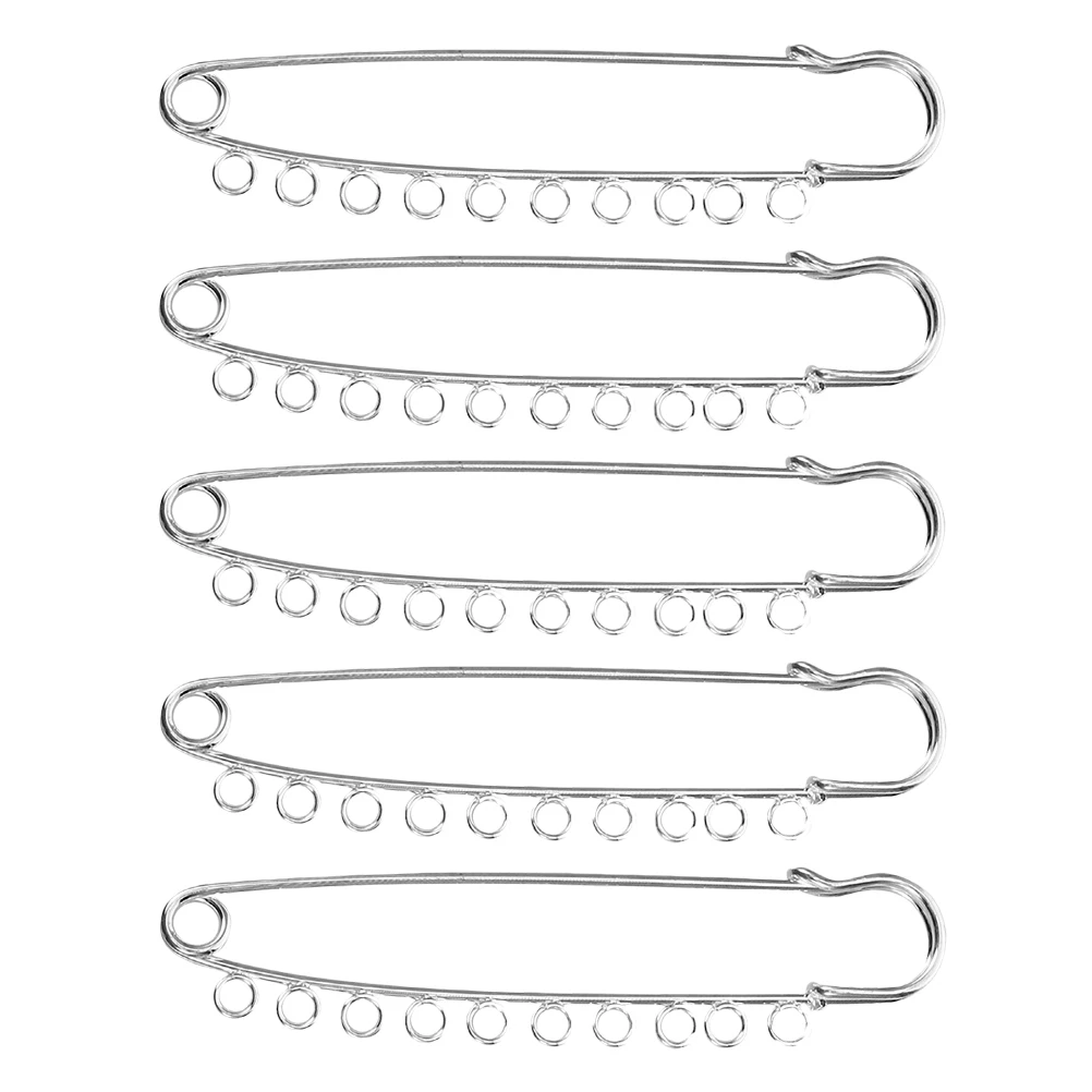 

5pcs Silver Safety Pins Elegant Loop Meticulously H welded Brooch Crafting Components Sewing Accessories Metal Pin