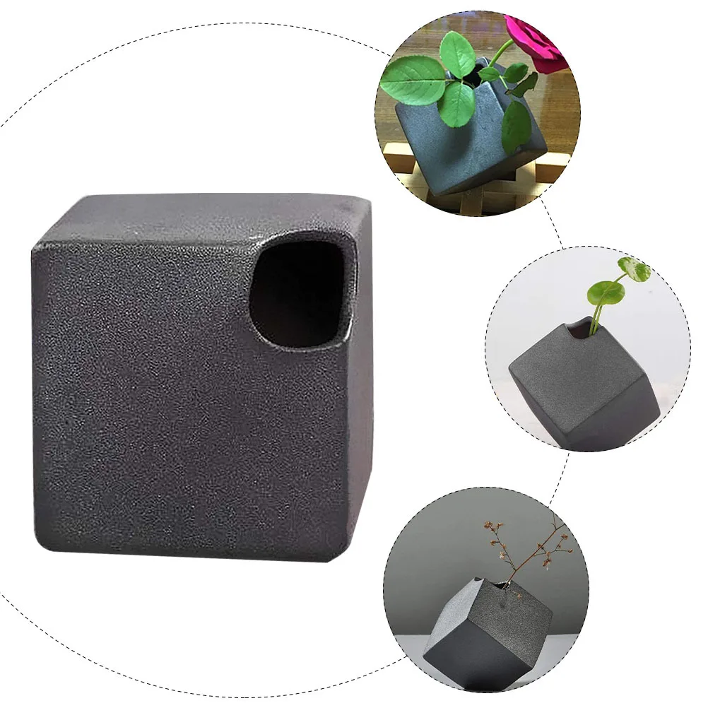 

Black Ceramics Vase Desktop Hydroponics Decorative Flower Plant Container Tabletop Vase Living Room Office Floral Home