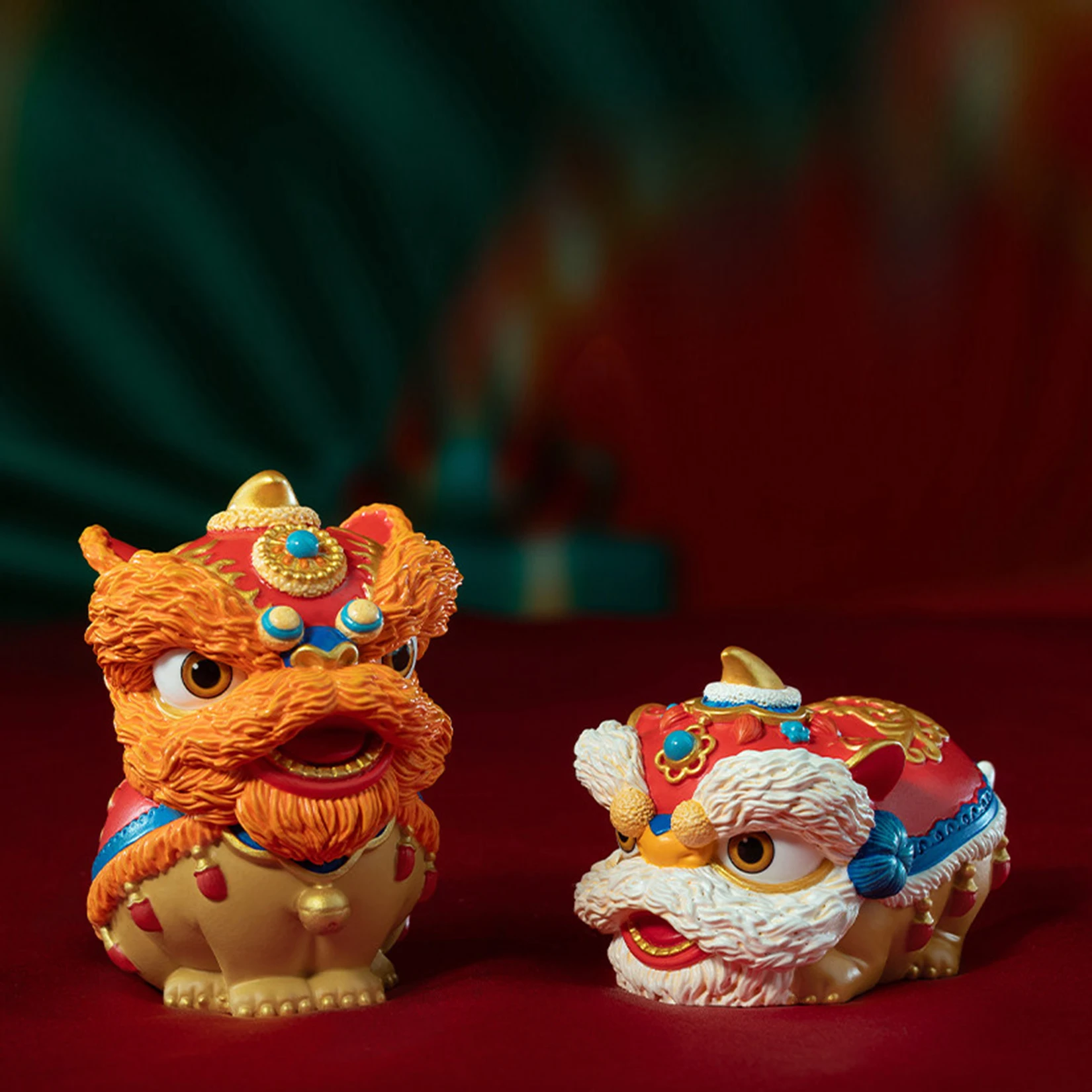 TONGSHIFU Studio Brass Lion Figurine Traditional Ornament Lucky Mascot Decorative Artwork Birthday Gift Decor Present