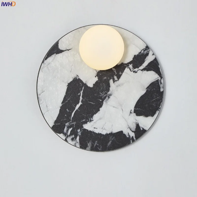 

IWHD Circular Ceramic LED Wall Lights Indoor Lighting Living Room Kitchen Nordic Modern Reading Bedroom Lamps Applique Murale