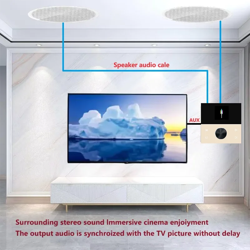 مضخم طاقة الصوت المنزلي المثبت على الحائط 86 لوحة تحكم صوت بلوتوث 2X50W/4X30W نظام مشغل موسيقى الخلفية