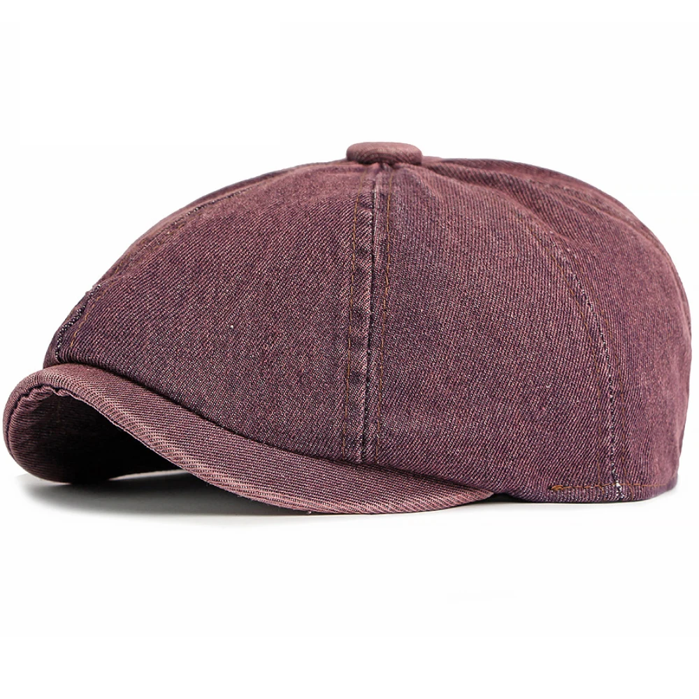 

HT5077 Mens Berets Women Retro Artist Painter Beret Hat Male Female Ivy Flat Cap 2026 New All Seasons Denim Octagonal Beret Cap