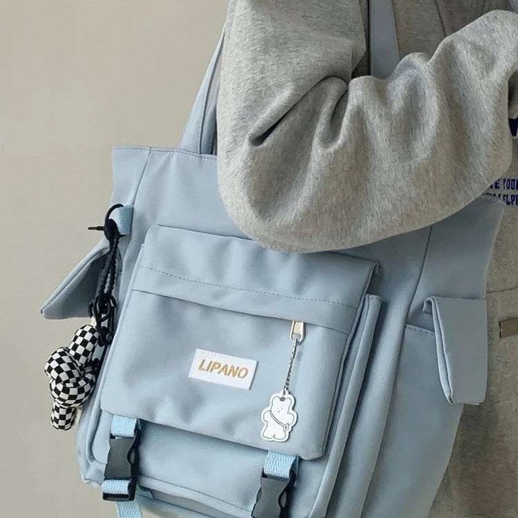 Korean Ulzzang Shoulder Bag For Women Large-capacity Nylon Bag New 2023 Student Book Bag Cool Purses and Handbags Tote Bag Bolso