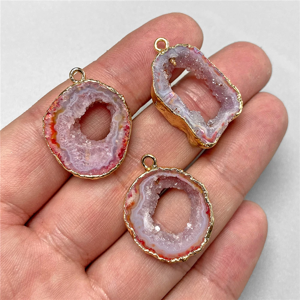 1 szt. Naturalny Agat Druzy Ka – Crystal Pendant Necklace Natural Stone recenzja i cena