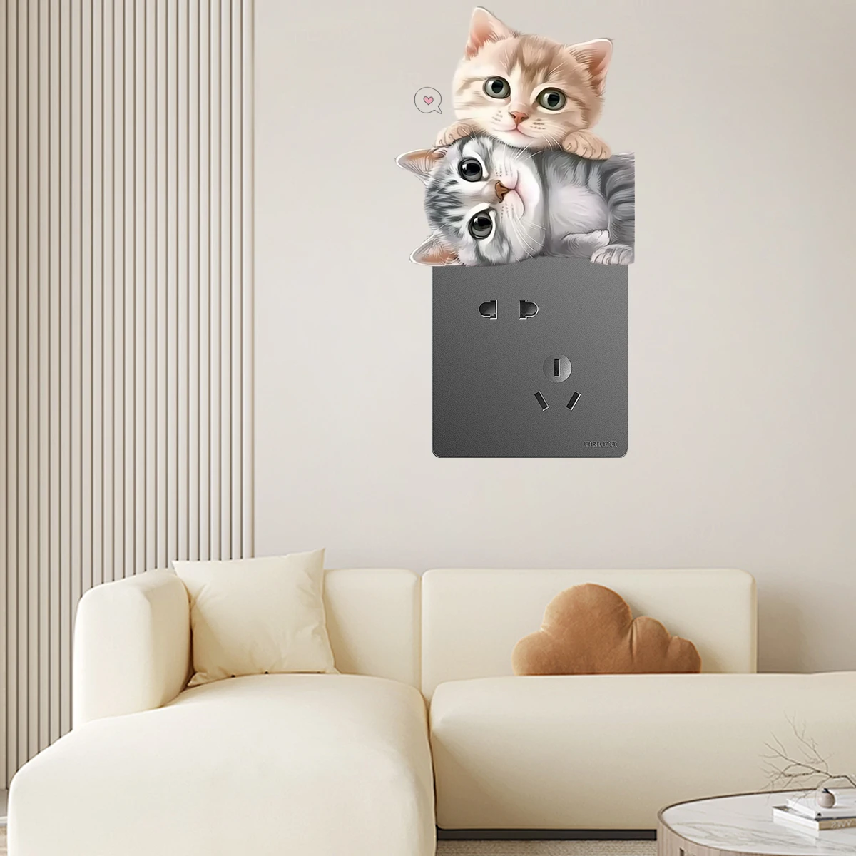 Cute Cartoon Cat Switch Stickers, Quarto de criança, Quarto, Entrada, Decoração para casa, Adesivos de parede, Criativo