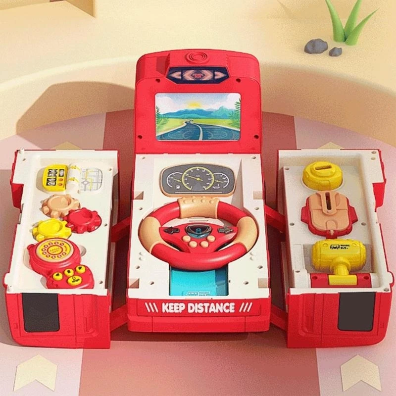 U13F Electric Rateer Wheel Toy Music Light Driving le jouet bus pour les enfants