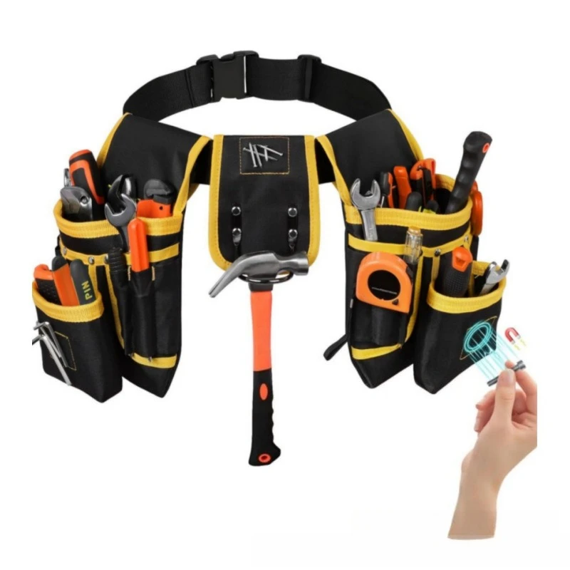 Tool Belt with Magnetic Multiple Pockets, Adjustable Tool Belt, Waist Bag, Multifunctional Maintenance Tool Bag
