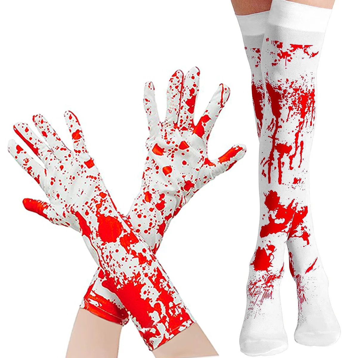 Halloween Gloves Terrifying Atmosphere Decoration Blood Gloves Blood Socks Halloween Parties Cos Blood Print Props Wholesale