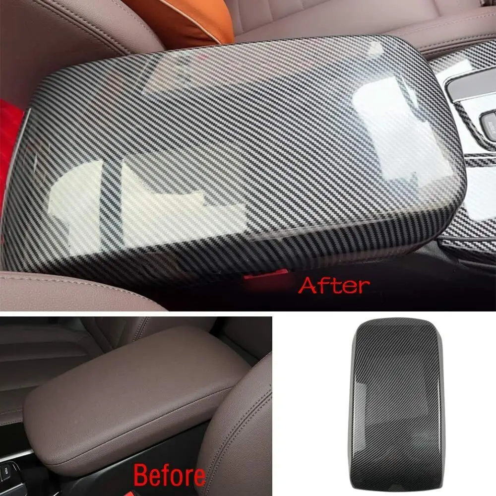 LHD Carbon Fiber Center Console Armrest Box Cover Decoration For BMW X3 X4 G01 G02 2018-2023