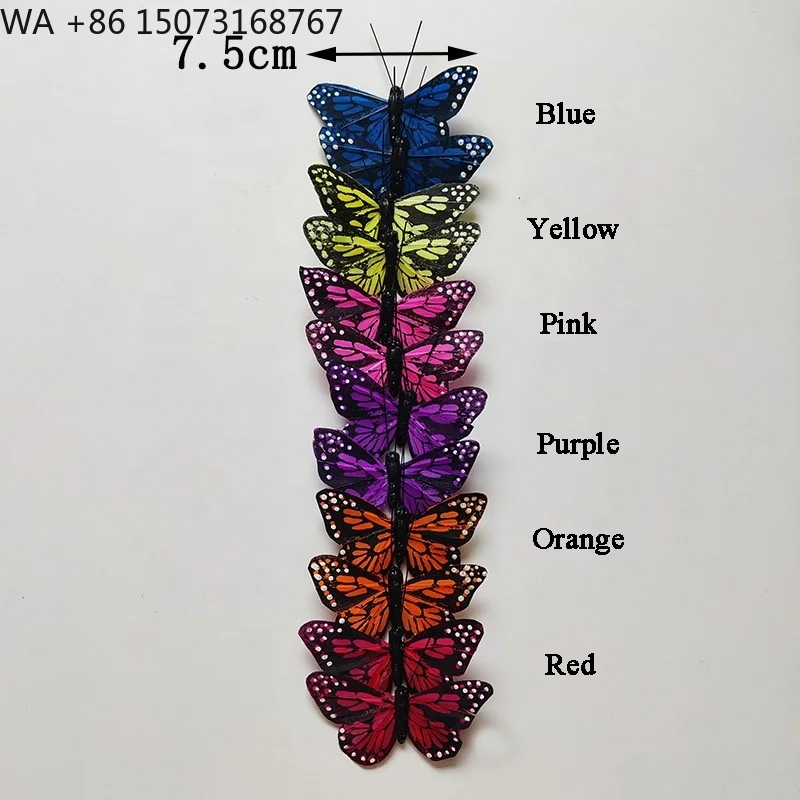 Artificial Handmade Feather Butterflies Monarch butterfly for Wedding Party Halloween Decorations