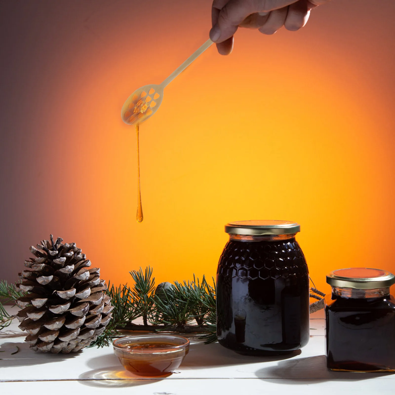 

4pcs Honey Stirring Spoons Long Handle Wooden Mixing Spoons For Tea Coffee Dessert Smooth Natural Wood Gift Home Kitchen