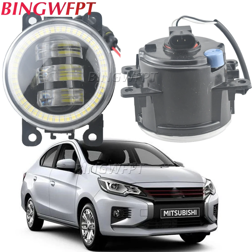 2 X Car Angel Eye Fog Light LED Lens DRL Fog Driving Lamp H11 For Mitsubishi Attrage Mirage G4 4D Space Star 5D 2019 2020 2021