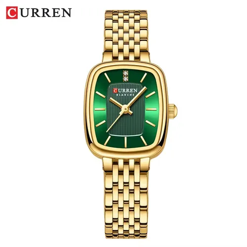 CURRN 9093 nuevos relojes cuadrados de cuarzo de lujo para mujer, reloj de pulsera de acero inoxidable resistente al agua 3ATM, reloj Original para mujer