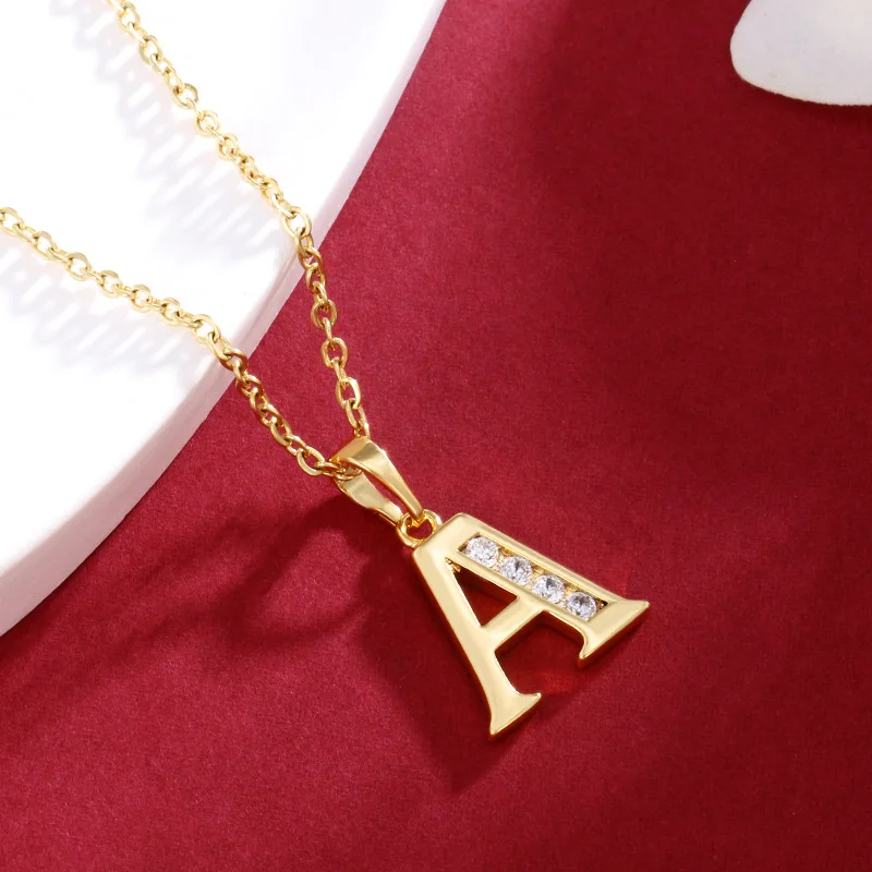 Luxury 24K 9999 Pure Gold real gold Women's Alphabet Pendant Necklace Hip Hop English Alphabet Pendant