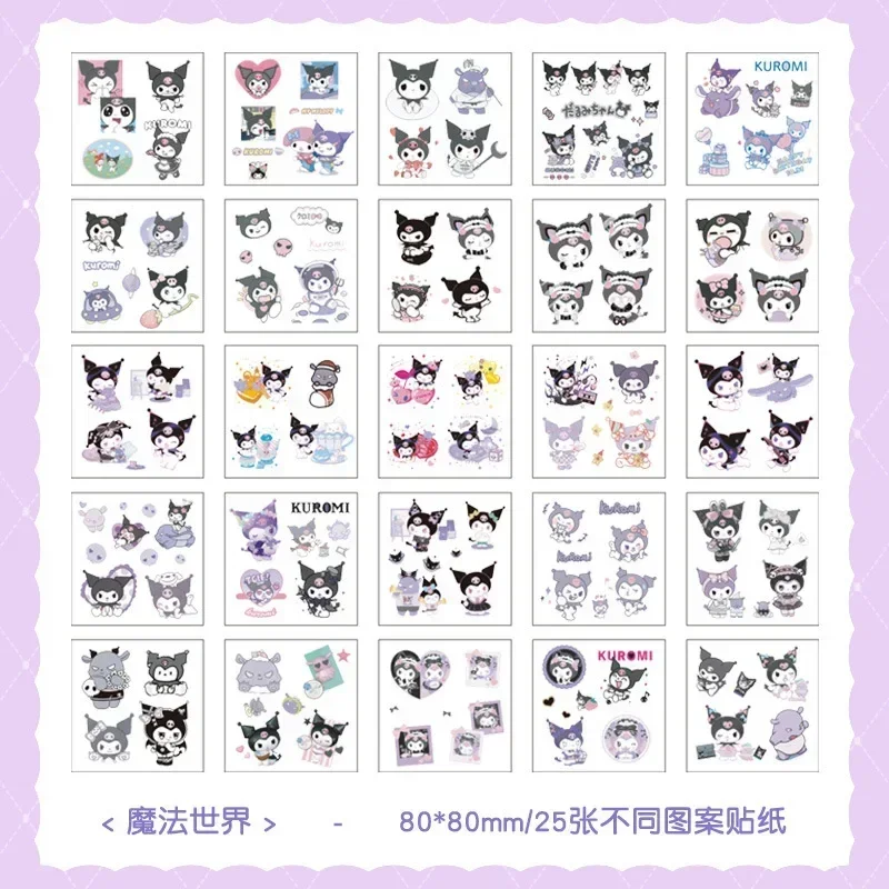 25pcs Transparent Sanrio Melody Kuromi Cinnamoroll Hello Kitty Kids DIY Stickers