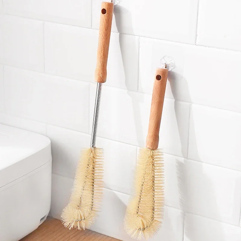 Long Wooden Handle Bottle Brush Baby Pacifiers Cleaning Brushes Infant Feeding Bottles Cleaner Kitchen Household Cleaning Tools view 2