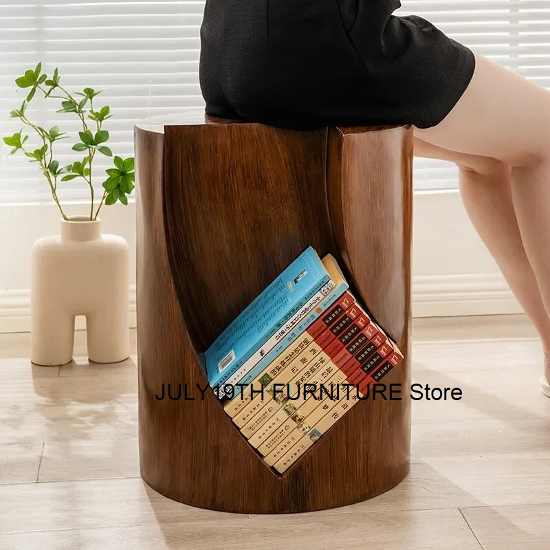 Scandinavian Shoe Bench Simple Creative Stump Side Table Storage Short Bookcase Wabi-sabi Tea Table Net Red Floor Corner Table