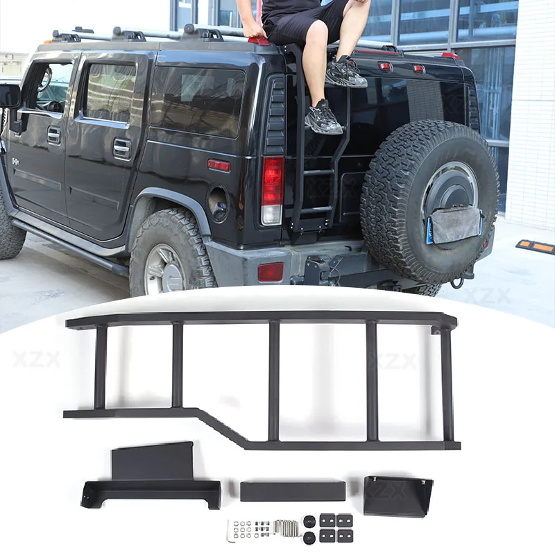 For Hummer H2 2003-2009 Car styling Aluminum Alloy Car Rear Tail Door Ladder Climbing Car External Accessories