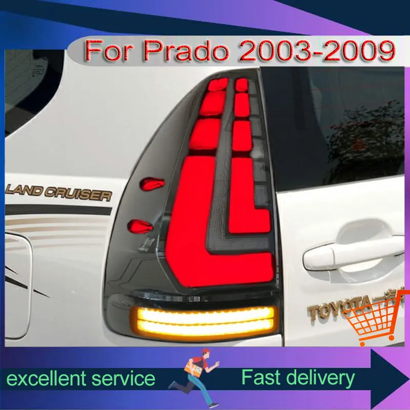 

Автомобиль для Toyota 2003-2009 Prado LC120, обновленный задний фонарь DRL, задний фонарь, светодиодный динамический указатель поворота, тормоз, автоаксессуары