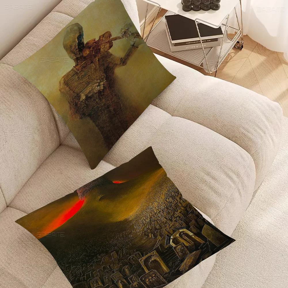 Zdzislaw Beksinski Art Pillow Gift Home Office Decoration Bedroom Sofa Car Cushion Cover Case 45x45