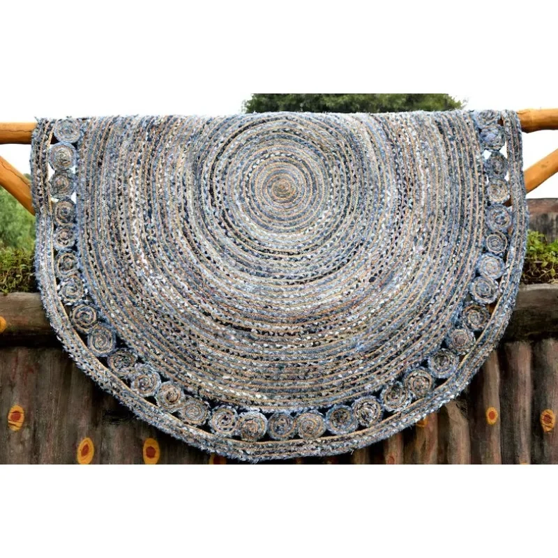 

Rug Jute & Denim Reversible Handmade Braided Carpet Modern Look Rustic Area Rugs