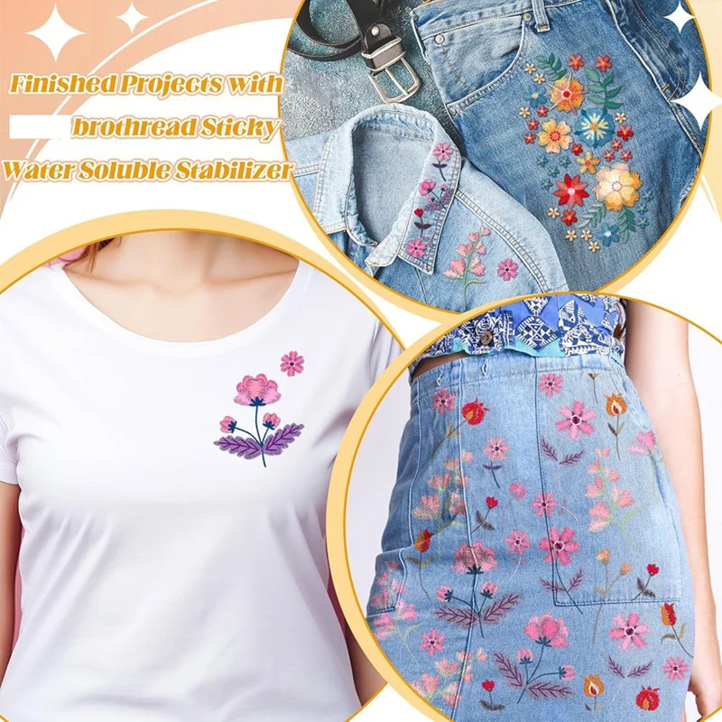 Stabilisateur de broderie soluble dans l'eau, broderie à la machine, couture à la main, motifs, complet, 20 pièces, 8,3x11,7 pouces