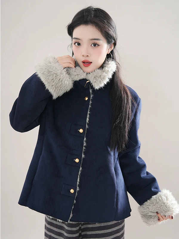 

Женское толстое плюшевое теплое пальто из овечьей шерсти, овчины, искусственная замша, куртка на молнии, свободный мех, цельная зимняя модная верхняя одежда цвета хаки Wh69