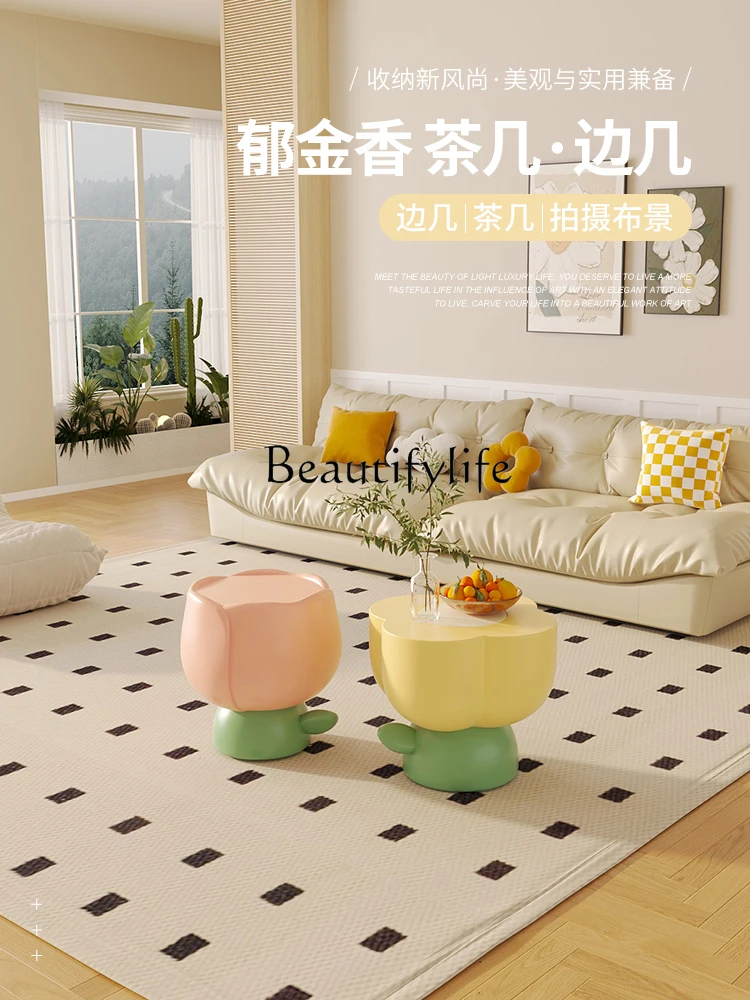 Flower Cream Style Coffee Table Living Room Home Small Apartment Simple Modern Creative Table Side Table