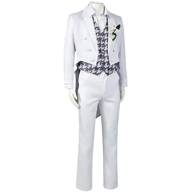 Bloqueio Azul Anime Cosplay Traje, Tailcoat Terno, Uniforme Branco, Exposição Tailcoat, Peruca Barang, Festa Conjunto Completo, Novo