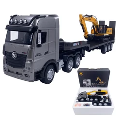 Huina 1522 1:18 RC Trailer Truck Remote Control Simulation Engineering 9CH Remote Control Flatbed Rc Car Excavator Truck Toy Boy