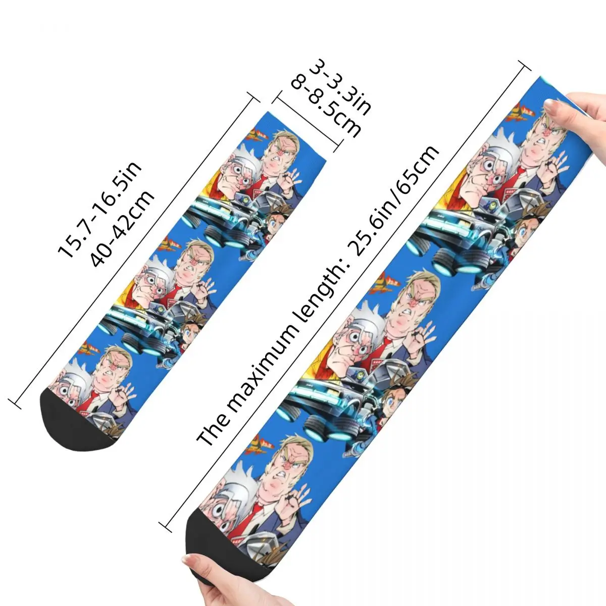 Happy Funny męska skarpety uciskowe powrót Retro Harajuku powrót do przyszłości Hip-Hop nowość Casual Crew Crazy Sock Gift Printed