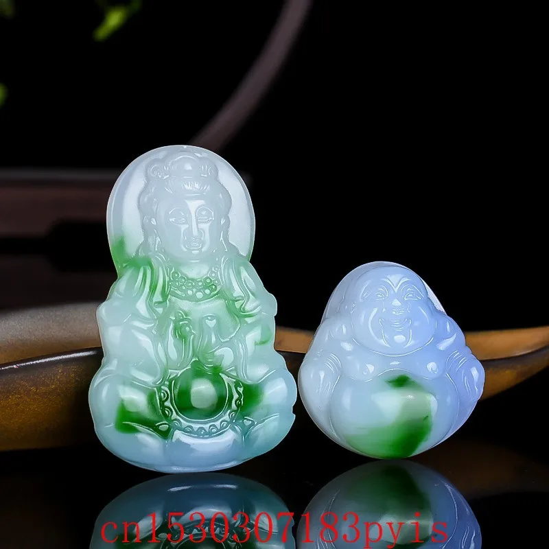 

Natural Hetian Colorful Jade Buddha Pendant Necklace Jadeite Fashion Fine Jewelry Carved Charm Amulet Gifts for Women Men Luxury