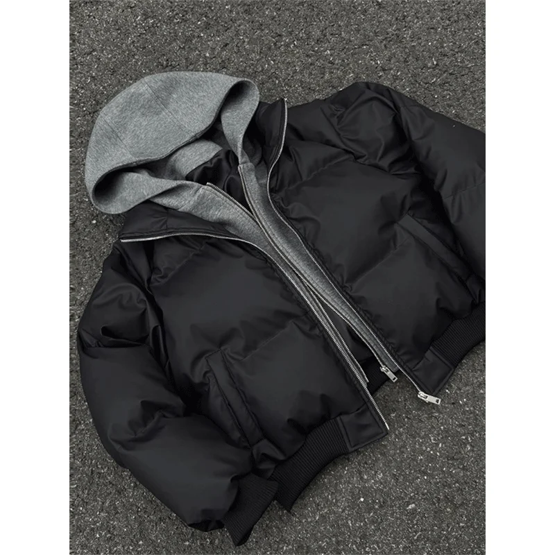 

Мужская куртка из искусственной кожи с капюшоном, утепленная, теплая, хлопковая, в американском стиле, универсальная, свободного кроя, повседневная, модная, осенне-зимняя