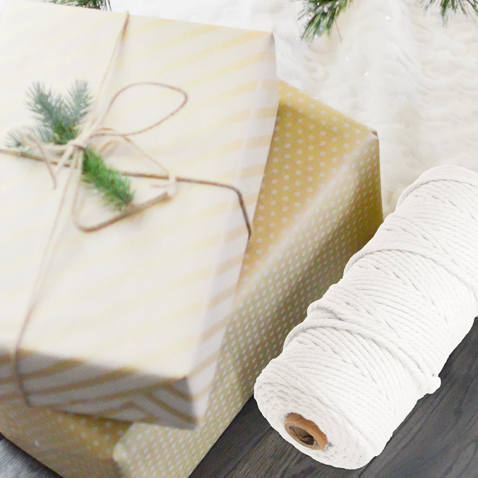 Hilo tejido a mano de algodón, cordón de encuadernación Natural fuerte para manualidades, cuerda de cocina, hilo de cocina, decoración para envolver regalos, manta colgante artesanal