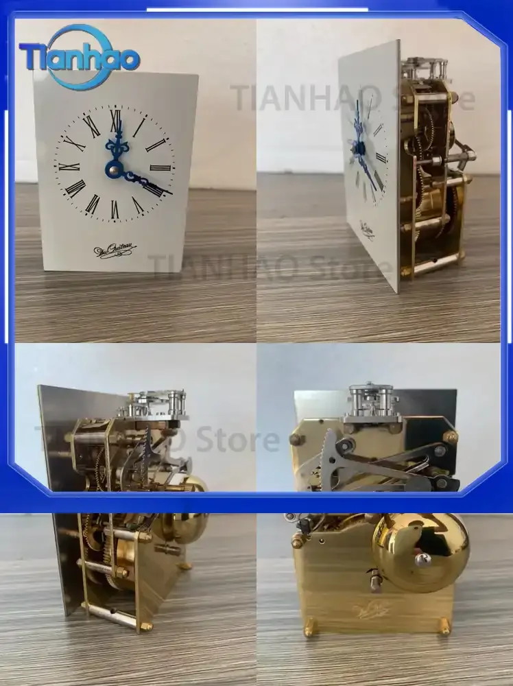 Small Desk Clock for Pure Copper Bronze Bell Design Mechanical Movement Accurate Timekeeping Tabletop Accessory
