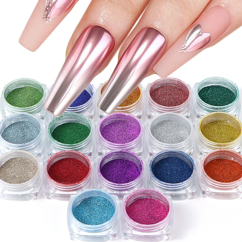 17 Colors Metallic Chrome Nail Powder Set Y2K Christmas Styles Magic Mirror Decor Rubbing Glitter Pigment Flakes Mirror Powder