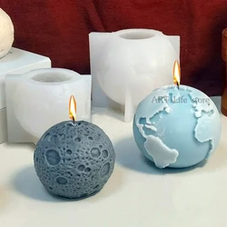 3D Earth Moon Silicone Candle Mold DIY Planet Crafts Resin Plaster Casting Molds Handmade Soap Making Tools Home Decor Gifts
