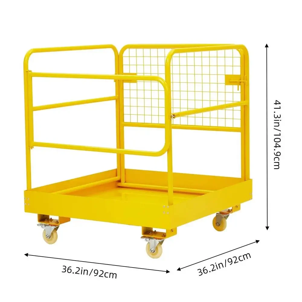 Robuste Sicherheitskäfig-Arbeitsplattform für Gabelstapler, 36 x 36 Zoll, mit einer Kapazität von 1200 Pfund, Universalräder, Verriegelungssystem, Mesh-Sicherheitsbildschirm 4