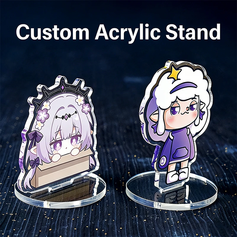 

Clear Acrylic Figure Photocard Holder Keychain Anime Model Cartoon Standee Photo Personalized Holographic Printing Desk Decor
