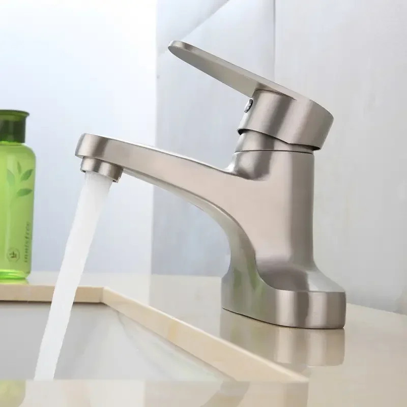 

Бытовой смеситель для ванной комнаты, смеситель для раковины из нержавеющей стали 304, однорычажный кухонный смеситель, смеситель для холодной и горячей воды, монтируемый на палубе