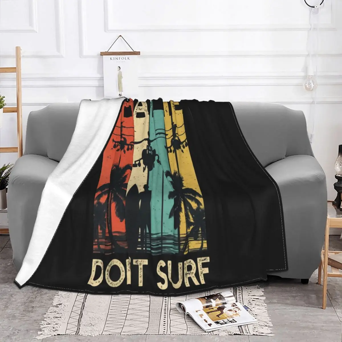 Vietnamese Army Charlie Dont Surf Apocalypse Black Cotton Unique Leisure Text Farmhouse Throw Blanket