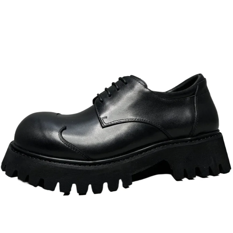European/American Wide Version Derby Shoes for Men's Business Breathable Genuine Leather Thick Soled Wedding Dress Clothes Shoes