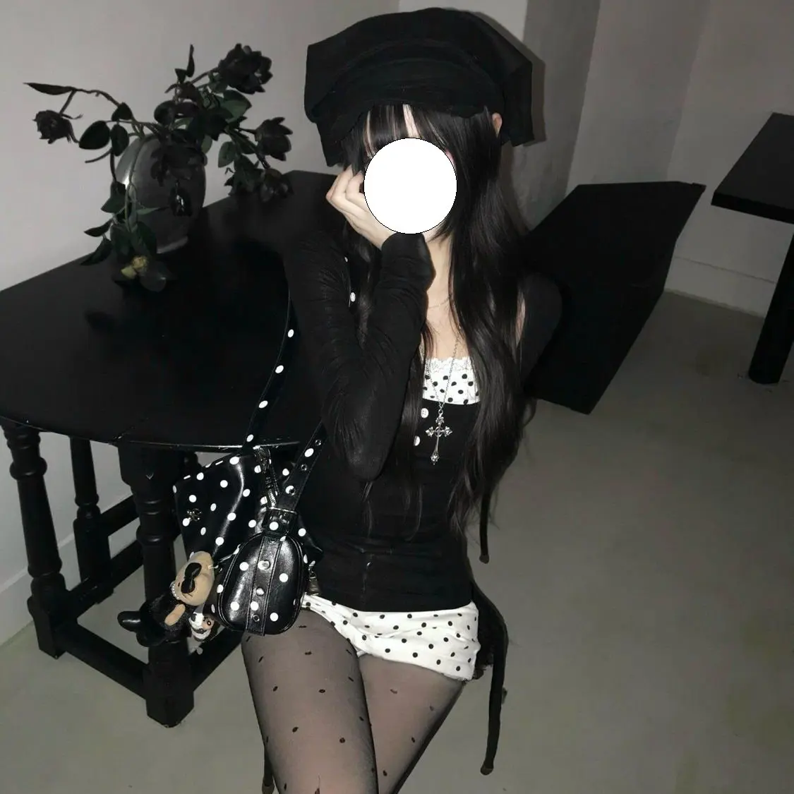 

Spring Autumn Y2K Long Sleeve T-Shirt Women's Aibi Cultural Gothic Design Base Layer Shirt Pure Desire Spicy Girl Top