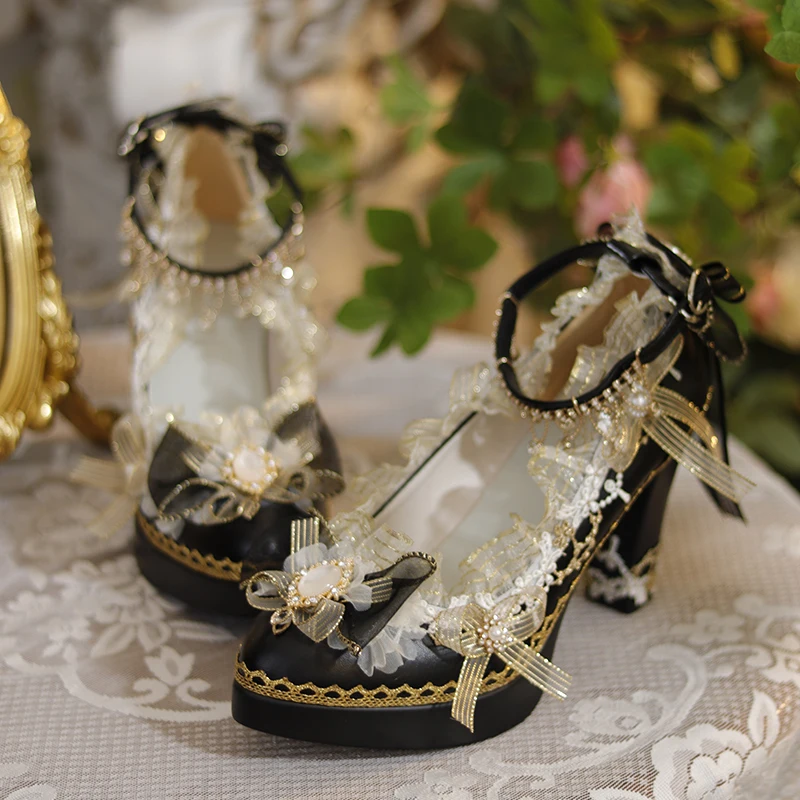 Lolita Flower Wedding High Heel Loli Shoes Sweet Heavy Industry Original Adult Gift Gorgeous Thick Heel Loli Shoes