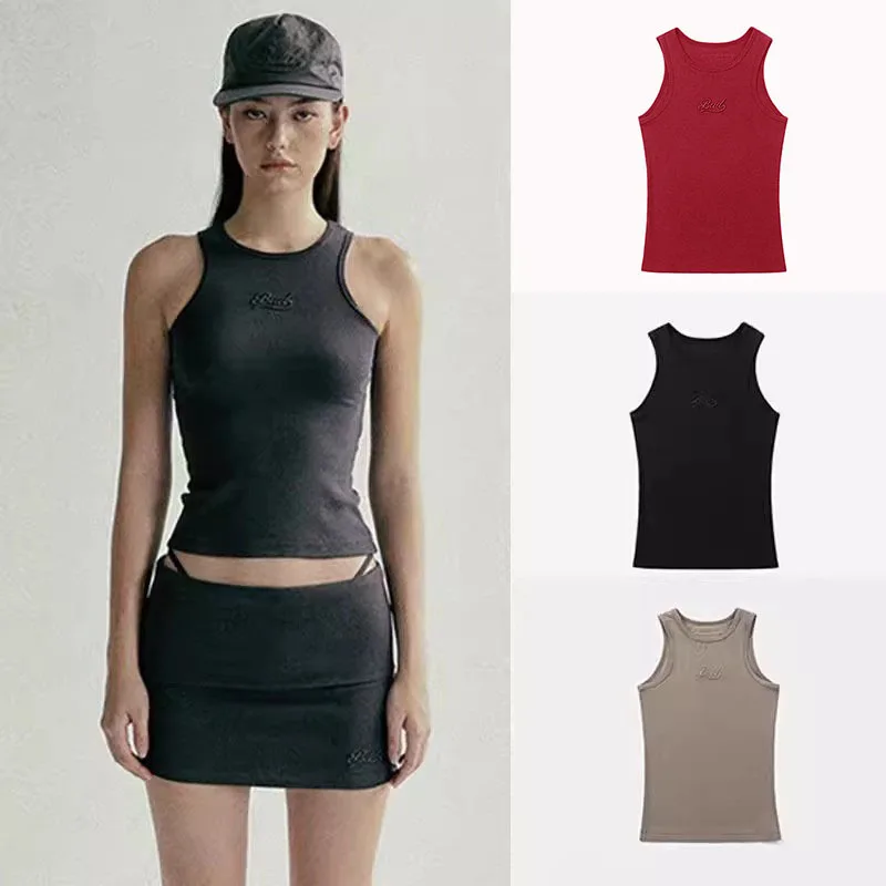 Korean badblood bcac American-style tough girl V-neck crop top with suspenders for slimming a unique and sensual top for women