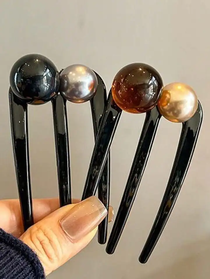 Elegant Pearl Hair Clips for Bun Updo Styling