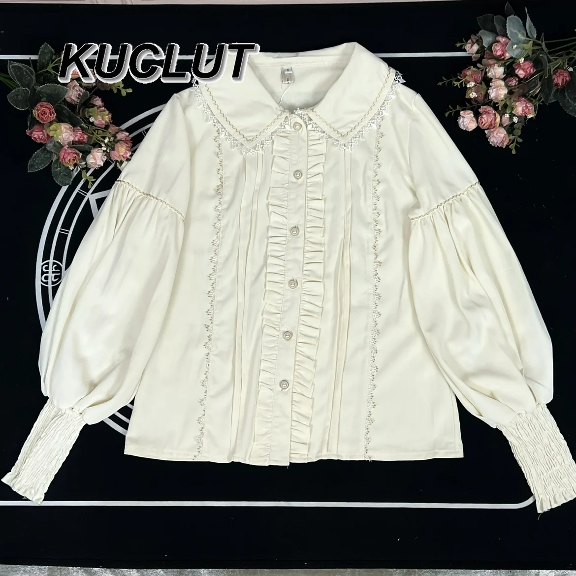 Lolita Style Sweet Doll Collar Long-sleeved Shirt Retro 2025 New Spring Autumn Women's Tops Fashion Elegant Casual Blouse