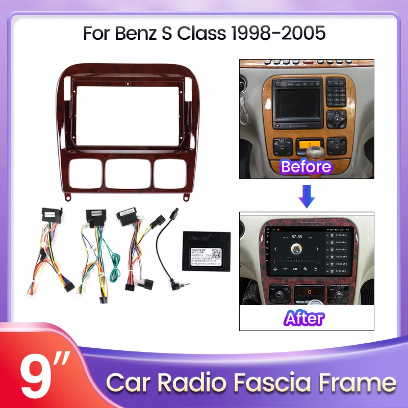2 Din Car Stereo Player Fascia Frame For Mercedes-Benz W220 1998-2005 Plate Canbus Box Decoder Adapter Mounting Dash Trim Kit